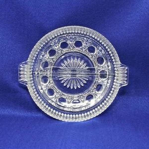 Divided 2 Section Relish Dish, Federal Glass “Windsor” Clear, (Button and Cane),